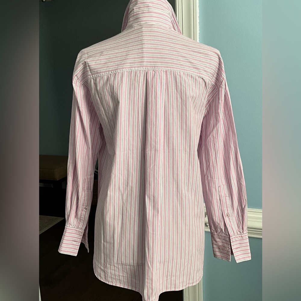 Zara Oversized Striped Button-Up Shirt Button Spring Shirt - Picture 6 of 12